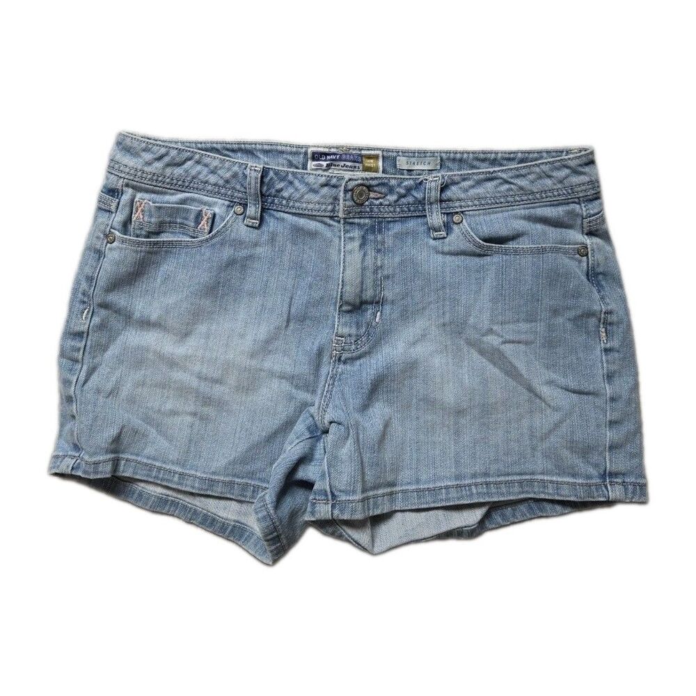 Vintage Y2K Old Navy Blue Jeans Light Wash Low Rise Stretch Denim Shorts 10 EUC